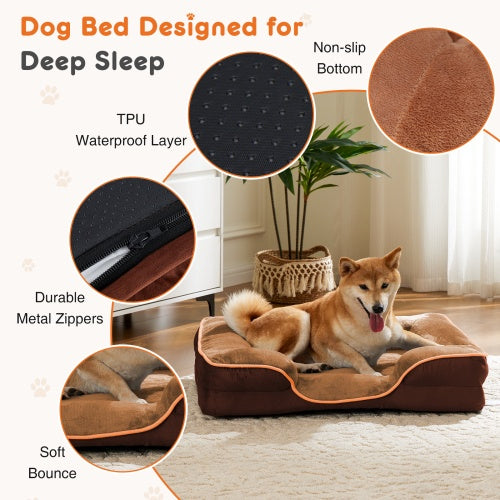 Memory Foam Pet Bed With Washable And Removable Lid