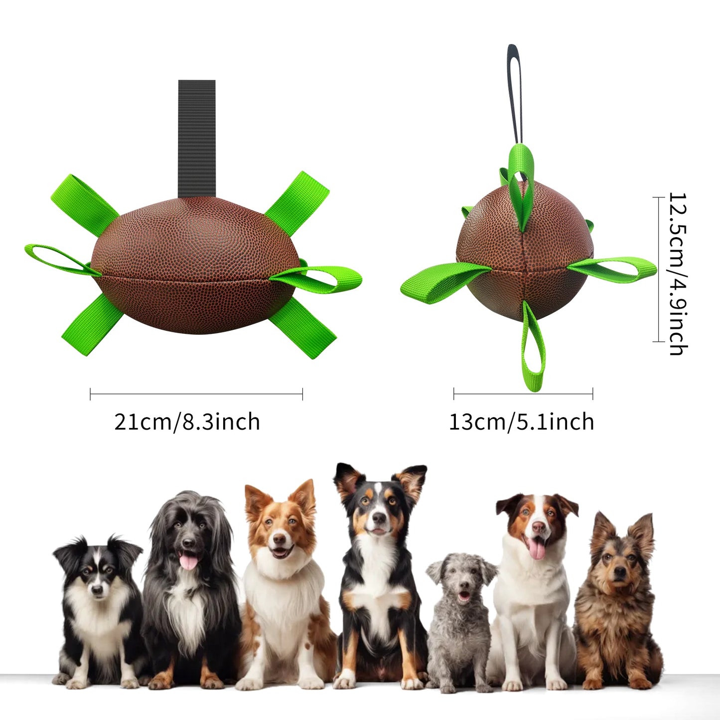 Dog Rugby Football With Straps, Interactive Dog Toy