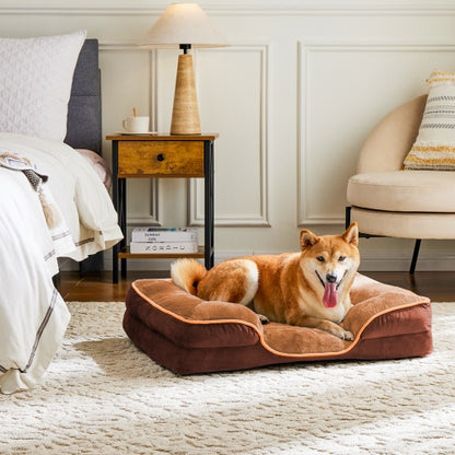 Memory Foam Pet Bed With Washable And Removable Lid