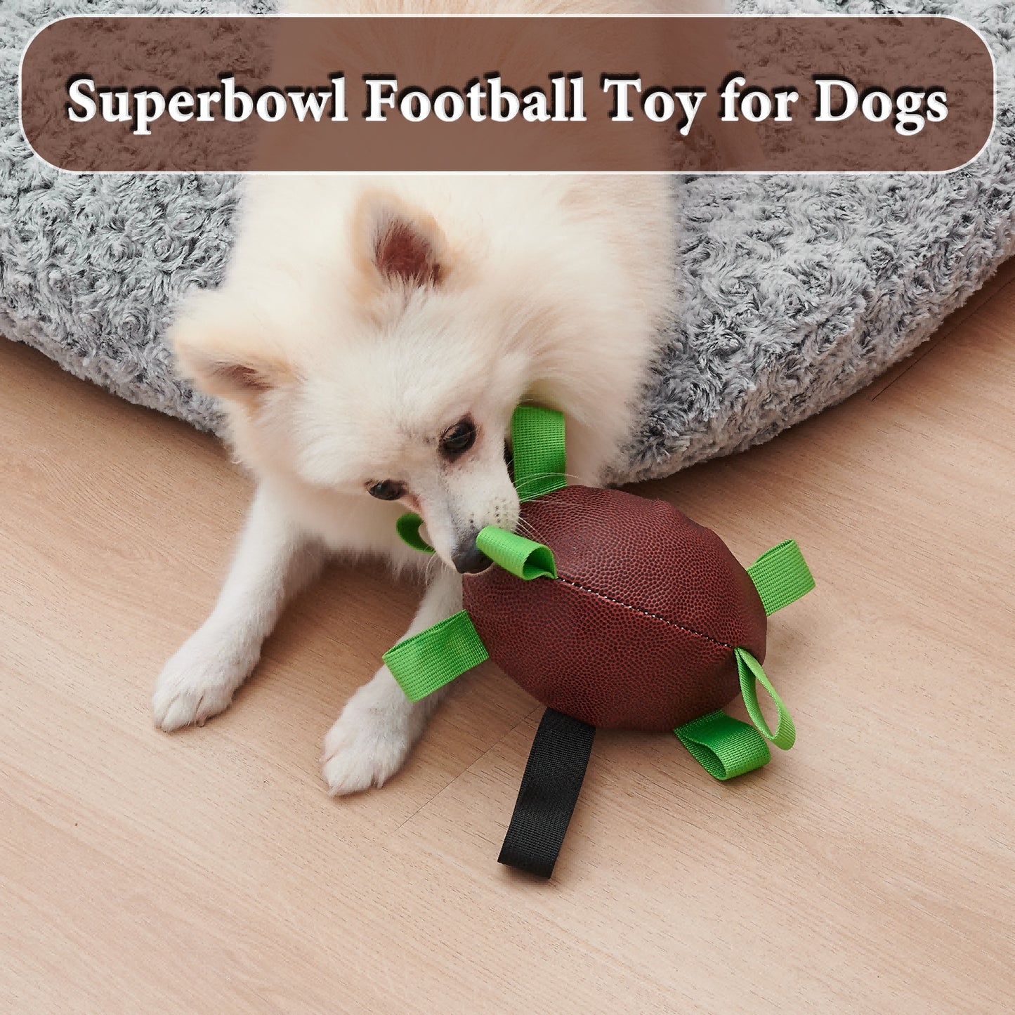 Dog Rugby Football With Straps, Interactive Dog Toy